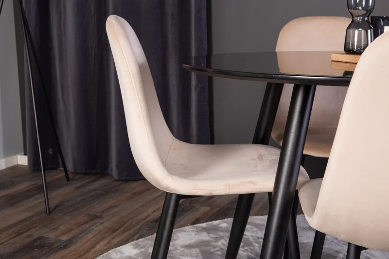 Spisegruppe Venture Home Deandra spisegruppe 100 cm rund med 4 Bennie-stoler Beige/Svart - Møbler - Bord - Spisegrupper