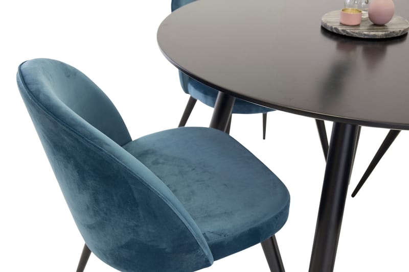 Spisegruppe Venture Home Deandra spisegruppe 100 cm rund med 4 Sedavi-stoler Svart/blå - Møbler - Bord - Spisegrupper
