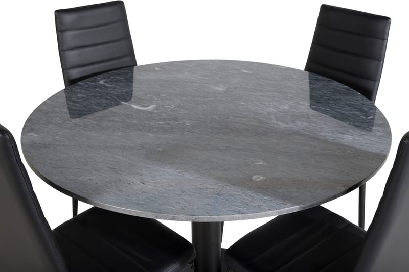 Spisegruppe Venture Home Estelle spisegruppe 106 cm rund med 4 Slim-stoler Svart - Møbler - Bord - Spisegrupper