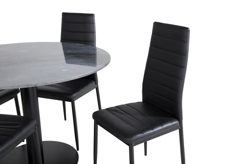 Spisegruppe Venture Home Estelle spisegruppe 106 cm rund med 4 Slim-stoler Svart - Møbler - Bord - Spisegrupper