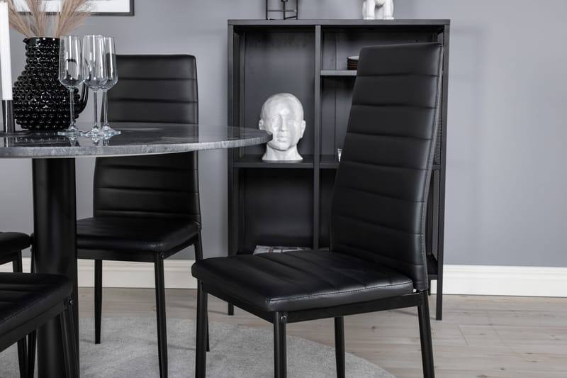 Spisegruppe Venture Home Estelle spisegruppe 106 cm rund med 4 Slim-stoler Svart - Møbler - Bord - Spisegrupper