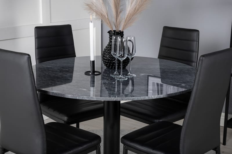 Spisegruppe Venture Home Estelle spisegruppe 106 cm rund med 4 Slim-stoler Svart - Møbler - Bord - Spisegrupper