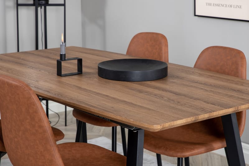 Spisegruppe Venture Home Inca spisegruppe 160 cm rektangulær med 4 Polar-stoler Svart/brun/natur - Møbler - Bord - Spisegrupper