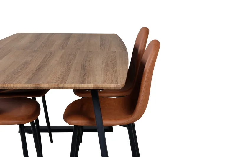 Spisegruppe Venture Home Inca spisegruppe 160 cm rektangulær med 4 Polar-stoler Svart/brun/natur - Møbler - Bord - Spisegrupper