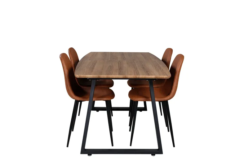 Spisegruppe Venture Home Inca spisegruppe 160 cm rektangulær med 4 Polar-stoler Svart/brun/natur - Møbler - Bord - Spisegrupper