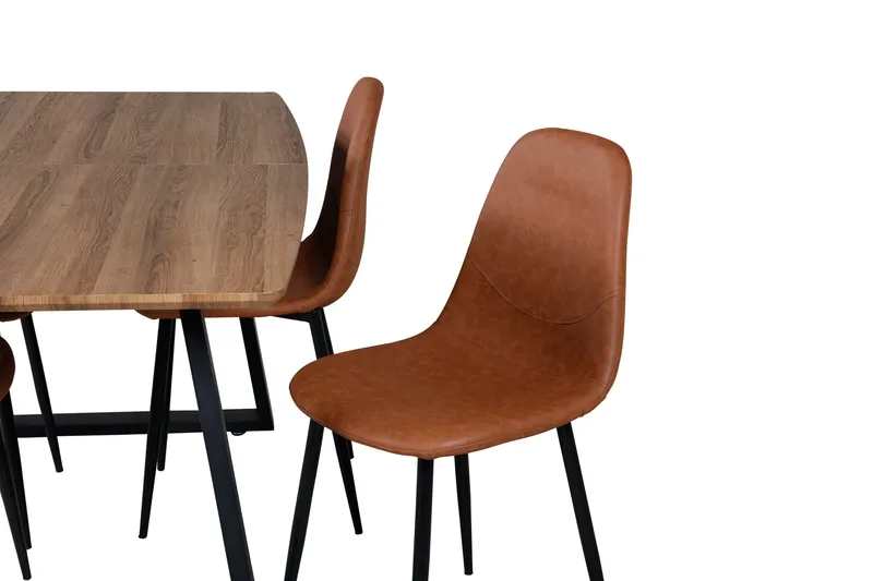 Spisegruppe Venture Home Inca spisegruppe 160 cm rektangulær med 4 Polar-stoler Svart/brun/natur - Møbler - Bord - Spisegrupper
