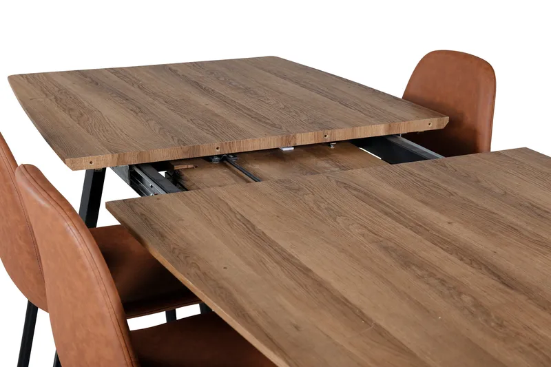 Spisegruppe Venture Home Inca spisegruppe 160 cm rektangulær med 4 Polar-stoler Svart/brun/natur - Møbler - Bord - Spisegrupper
