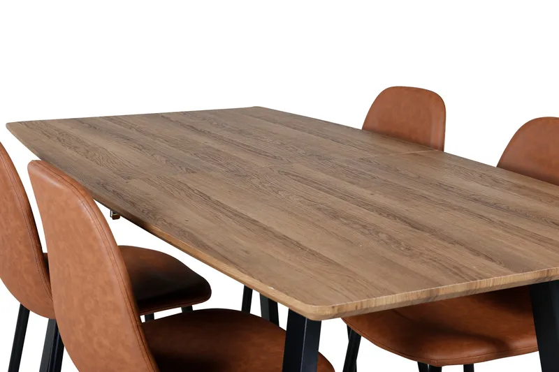 Spisegruppe Venture Home Inca spisegruppe 160 cm rektangulær med 4 Polar-stoler Svart/brun/natur - Møbler - Bord - Spisegrupper