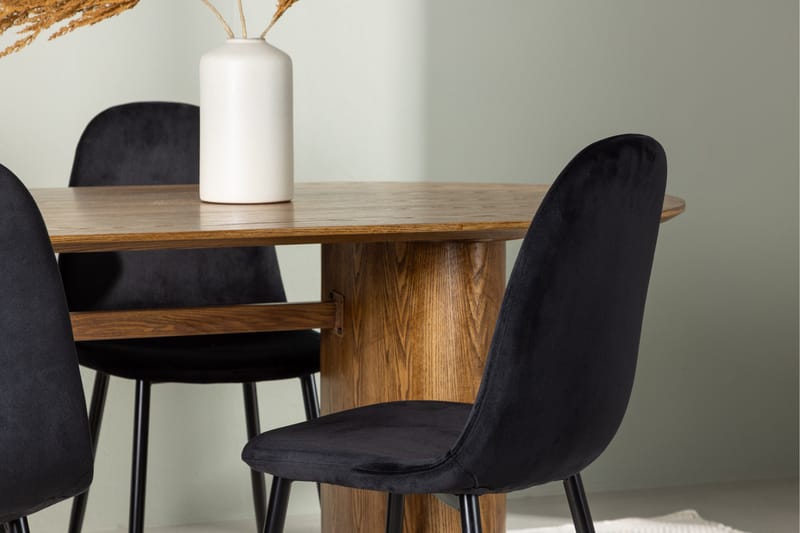 Spisegruppe Venture Home Isolde spisegruppe 180 cm oval med 4 Polar-stoler Svart/Natur - Møbler - Bord - Spisegrupper