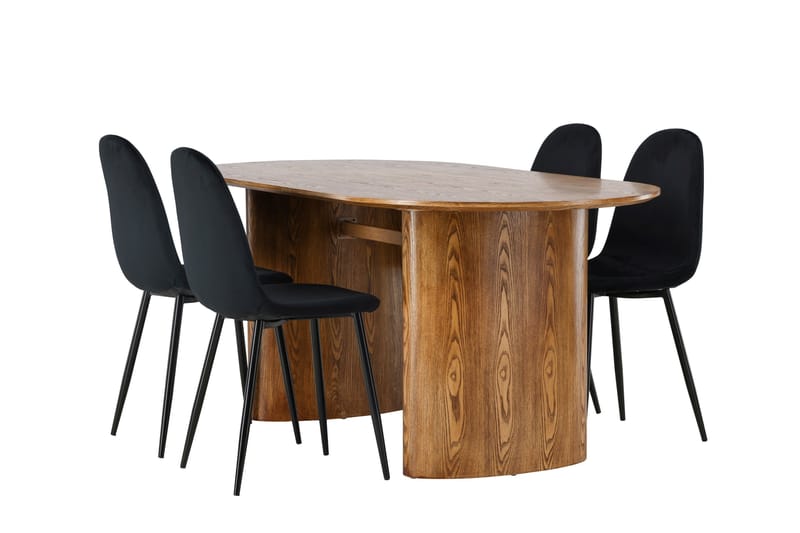 Spisegruppe Venture Home Isolde spisegruppe 180 cm oval med 4 Polar-stoler Svart/Natur - Møbler - Bord - Spisegrupper