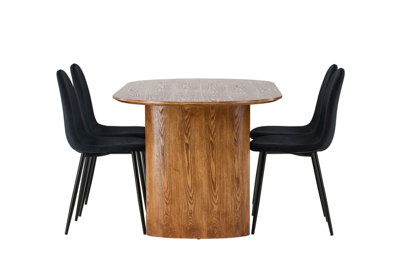 Spisegruppe Venture Home Isolde spisegruppe 180 cm oval med 4 Polar-stoler Svart/Natur - Møbler - Bord - Spisegrupper