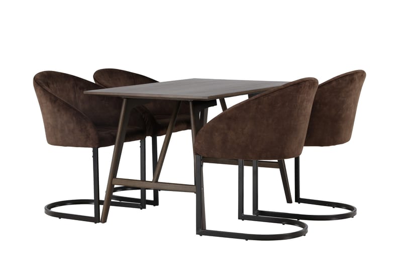 Spisegruppe Venture Home Kaseidon spisegruppe 120 cm rektangulær med 4 Evening-stoler Mørk brun - Møbler - Bord - Spisegrupper
