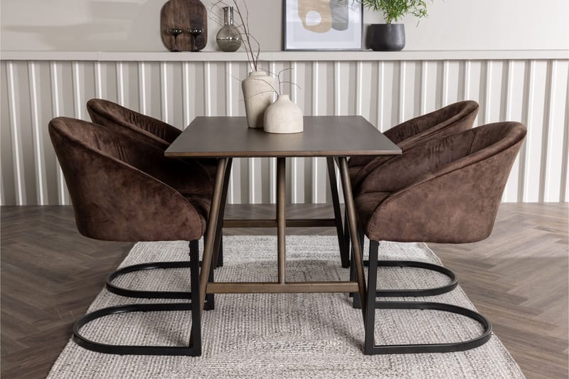 Spisegruppe Venture Home Kaseidon spisegruppe 120 cm rektangulær med 4 Evening-stoler Mørk brun - Møbler - Bord - Spisegrupper