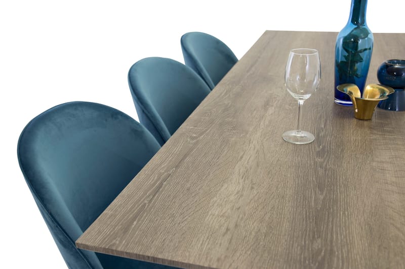 Spisegruppe Venture Home Marina spisegruppe 180 cm rektangulær med 6 Velvet-stoler Svart/blå/Grå - Møbler - Bord - Spisegrupper