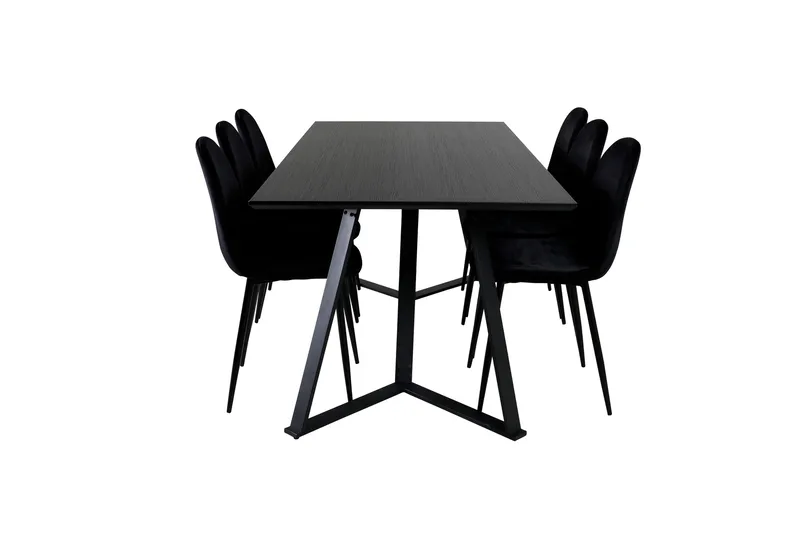 Spisegruppe Venture Home Marina spisegruppe 180 cm rektangulær med 6 Polar-stoler Svart, undefined
