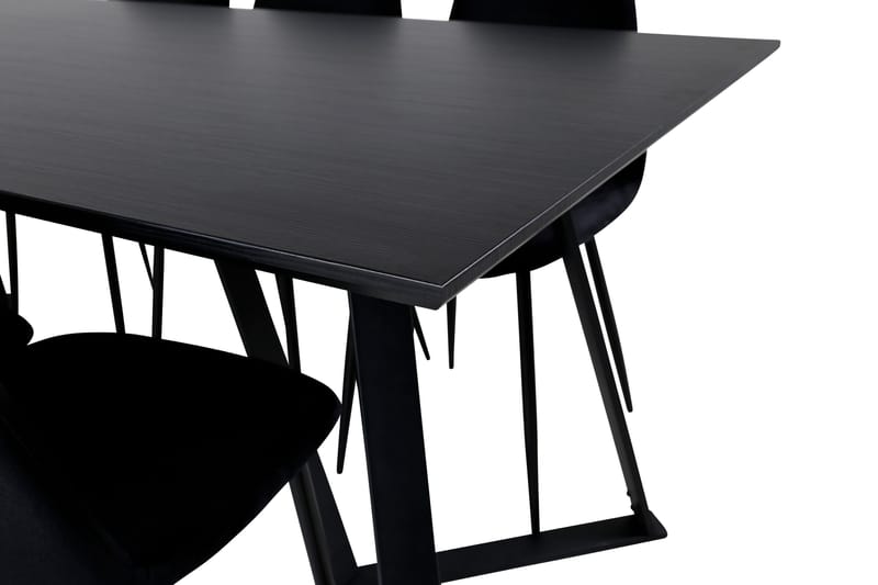 Spisegruppe Venture Home Marina spisegruppe 180 cm rektangulær med 6 Polar-stoler Svart - Møbler - Bord - Spisegrupper