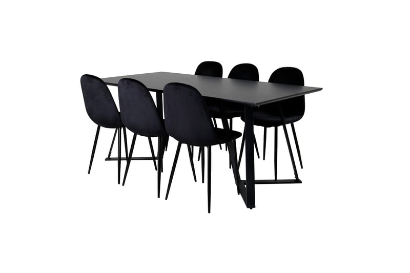 Spisegruppe Venture Home Marina spisegruppe 180 cm rektangulær med 6 Polar-stoler Svart - Møbler - Bord - Spisegrupper