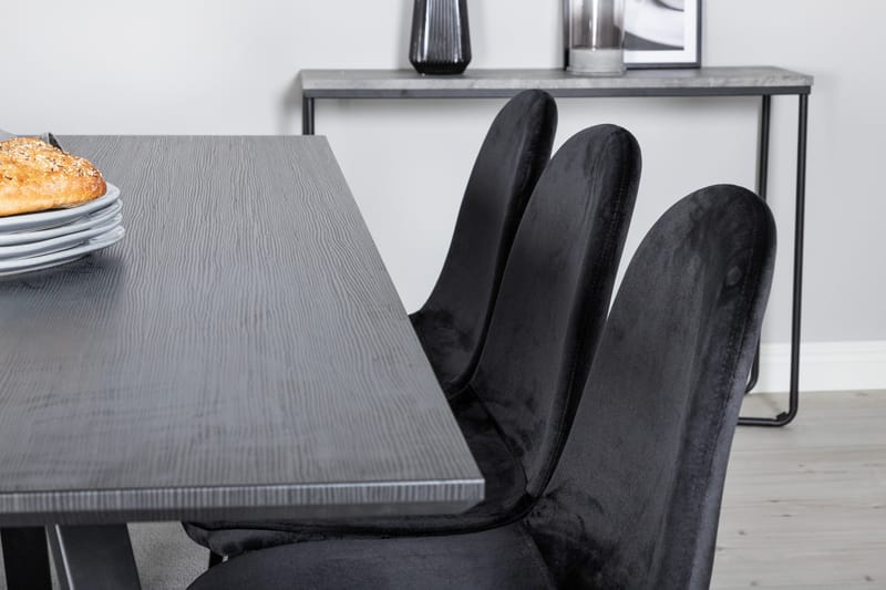Spisegruppe Venture Home Marina spisegruppe 180 cm rektangulær med 6 Polar-stoler Svart - Møbler - Bord - Spisegrupper