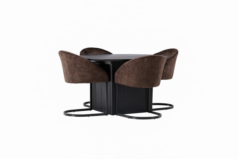 Spisegruppe Venture Home Matilda spisegruppe 130 cm rund med 4 Evening-stoler Svart/mørk brun - Møbler - Bord - Spisegrupper