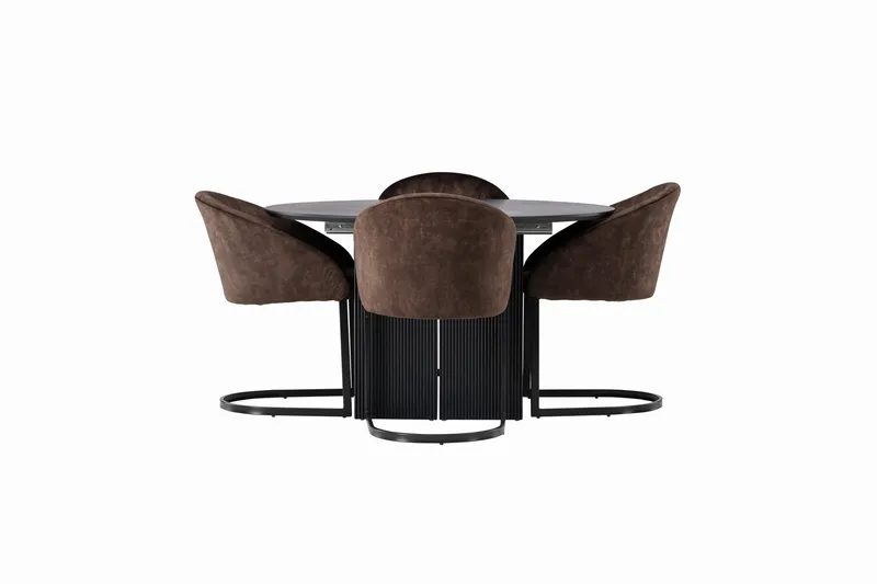 Spisegruppe Venture Home Matilda spisegruppe 130 cm rund med 4 Evening-stoler Svart/mørk brun, undefined