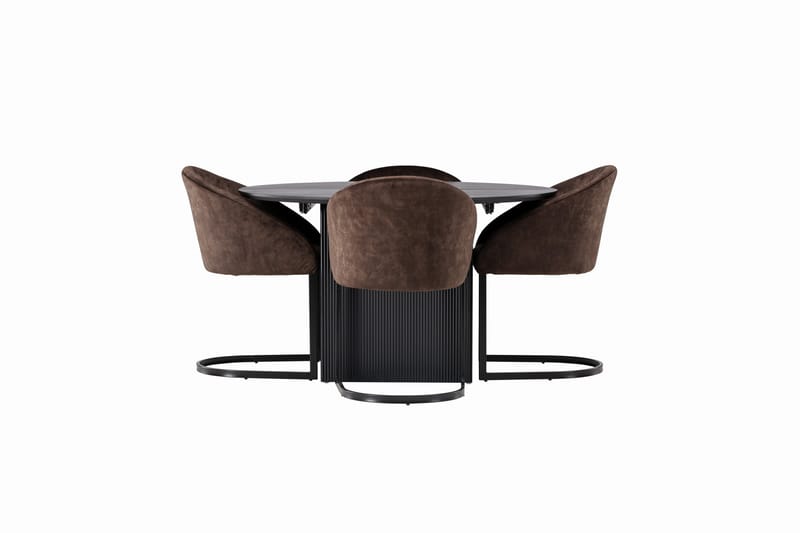 Spisegruppe Venture Home Matilda spisegruppe 130 cm rund med 4 Evening-stoler Svart/mørk brun - Møbler - Bord - Spisegrupper