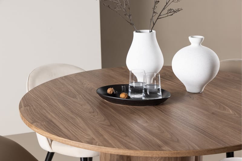 Spisegruppe Venture Home Olivia spisegruppe 110 cm rund med 4 Velvet-stoler Mocca/Beige/Svart - Møbler - Bord - Spisegrupper
