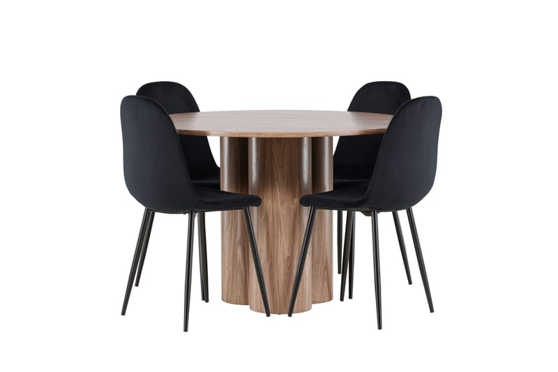 Spisegruppe Venture Home Olivia spisegruppe 110 cm rund med 4 Polar-stoler Mocca/Svart/Svart - Møbler - Bord - Spisegrupper