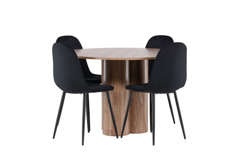Spisegruppe Venture Home Olivia spisegruppe 110 cm rund med 4 Polar-stoler Mocca/Svart/Svart - Møbler - Bord - Spisegrupper