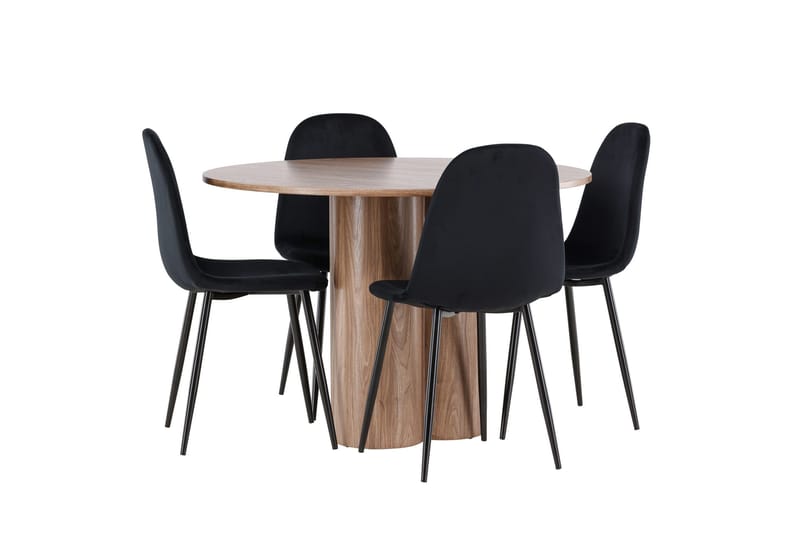Spisegruppe Venture Home Olivia spisegruppe 110 cm rund med 4 Polar-stoler Mocca/Svart/Svart - Møbler - Bord - Spisegrupper