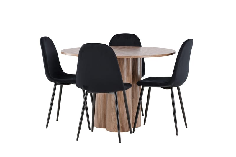 Spisegruppe Venture Home Olivia spisegruppe 110 cm rund med 4 Polar-stoler Mocca/Svart/Svart - Møbler - Bord - Spisegrupper