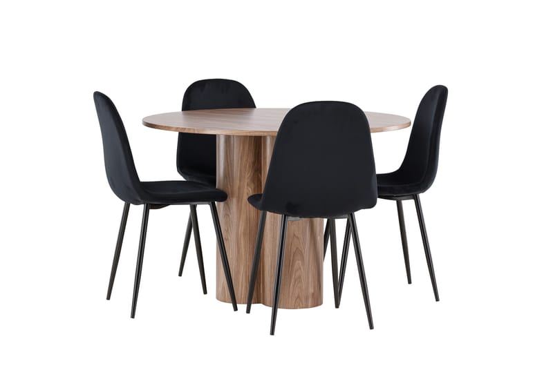 Spisegruppe Venture Home Olivia spisegruppe 110 cm rund med 4 Polar-stoler Mocca/Svart/Svart - Møbler - Bord - Spisegrupper