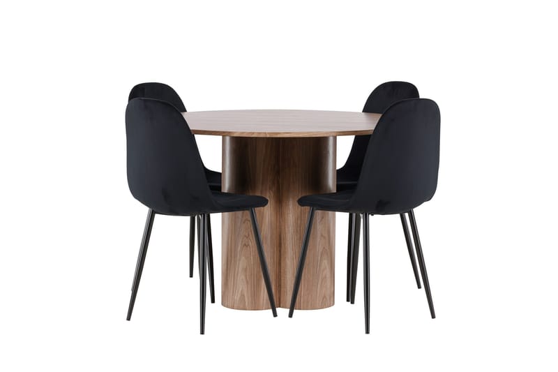 Spisegruppe Venture Home Olivia spisegruppe 110 cm rund med 4 Polar-stoler Mocca/Svart/Svart - Møbler - Bord - Spisegrupper