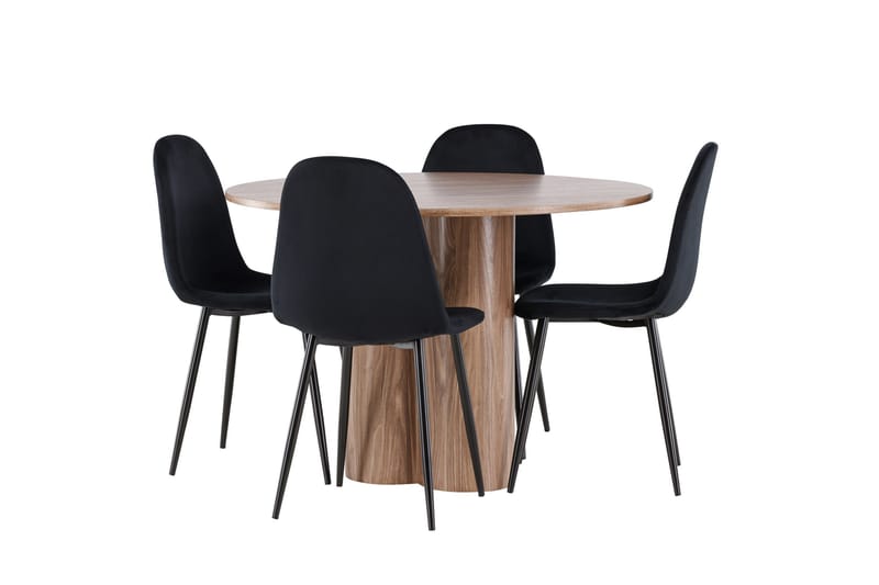 Spisegruppe Venture Home Olivia spisegruppe 110 cm rund med 4 Polar-stoler Mocca/Svart/Svart - Møbler - Bord - Spisegrupper