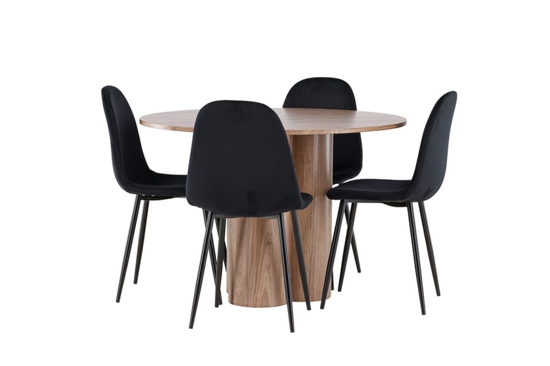 Spisegruppe Venture Home Olivia spisegruppe 110 cm rund med 4 Polar-stoler Mocca/Svart/Svart - Møbler - Bord - Spisegrupper