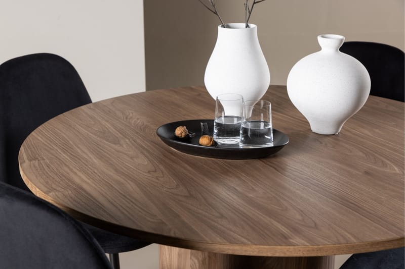 Spisegruppe Venture Home Olivia spisegruppe 110 cm rund med 4 Polar-stoler Mocca/Svart/Svart - Møbler - Bord - Spisegrupper