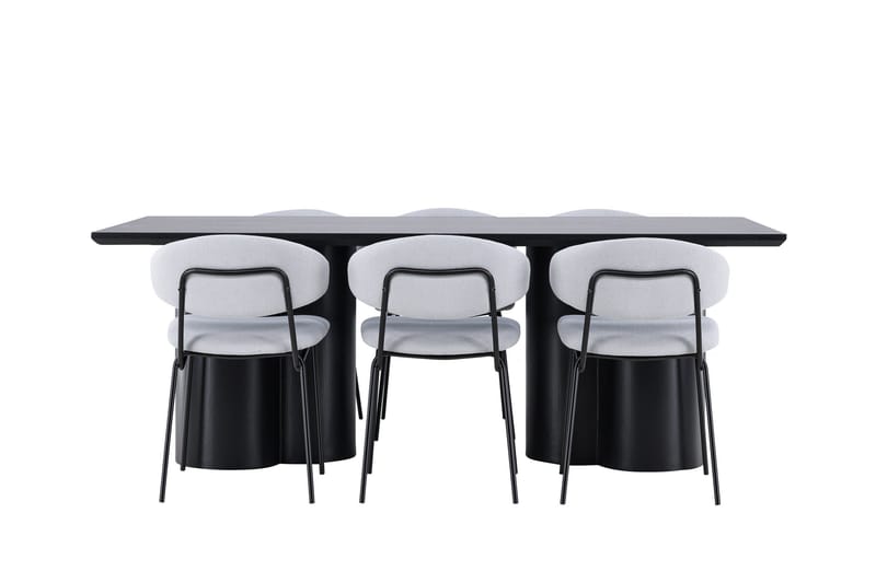 Spisegruppe Venture Home Olivia spisegruppe 210 cm rektangulær med 6 Chico-stoler Svart/Blå/Svart - Møbler - Bord - Spisegrupper