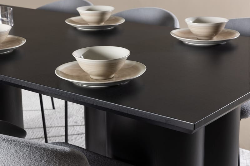 Spisegruppe Venture Home Olivia spisegruppe 210 cm rektangulær med 6 Chico-stoler Svart/Blå/Svart - Møbler - Bord - Spisegrupper