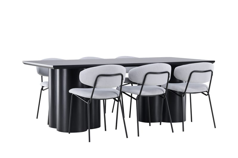 Spisegruppe Venture Home Olivia spisegruppe 210 cm rektangulær med 6 Chico-stoler Svart/Blå/Svart - Møbler - Bord - Spisegrupper