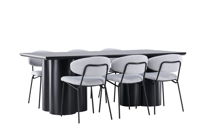 Spisegruppe Venture Home Olivia spisegruppe 210 cm rektangulær med 6 Chico-stoler Svart/Blå/Svart - Møbler - Bord - Spisegrupper