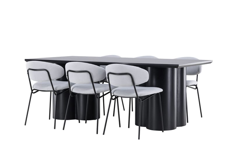 Spisegruppe Venture Home Olivia spisegruppe 210 cm rektangulær med 6 Chico-stoler Svart/Blå/Svart - Møbler - Bord - Spisegrupper