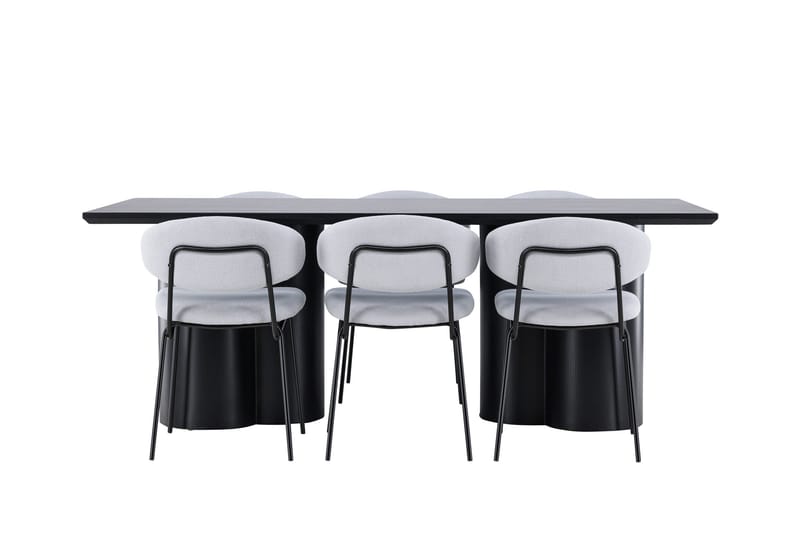 Spisegruppe Venture Home Olivia spisegruppe 210 cm rektangulær med 6 Chico-stoler Svart/Blå/Svart - Møbler - Bord - Spisegrupper