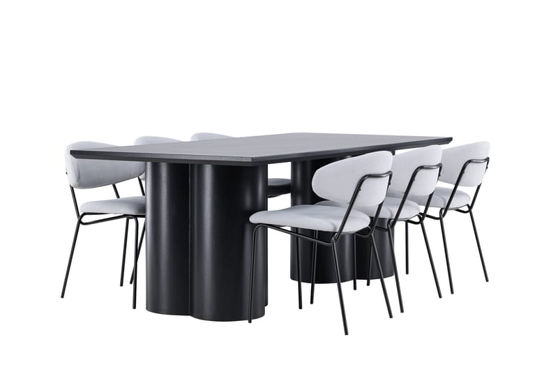Spisegruppe Venture Home Olivia spisegruppe 210 cm rektangulær med 6 Chico-stoler Svart/Blå/Svart - Møbler - Bord - Spisegrupper