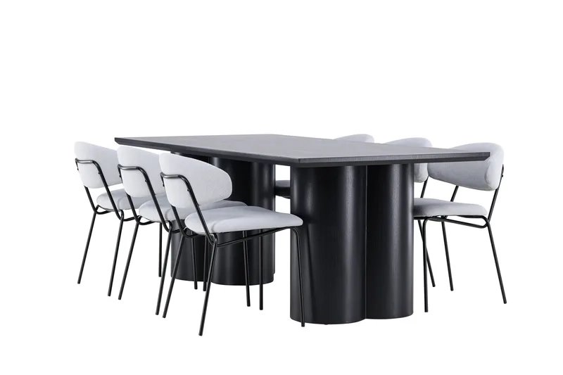 Spisegruppe Venture Home Olivia spisegruppe 210 cm rektangulær med 6 Chico-stoler Svart/Blå/Svart, undefined