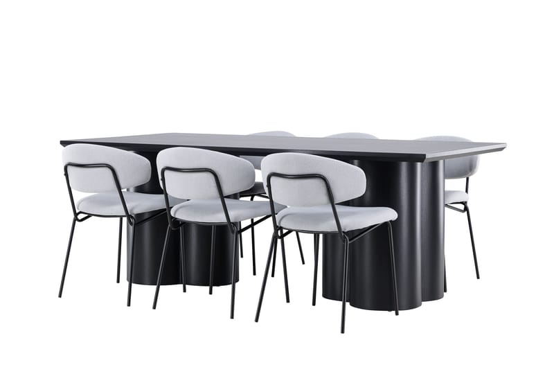 Spisegruppe Venture Home Olivia spisegruppe 210 cm rektangulær med 6 Chico-stoler Svart/Blå/Svart - Møbler - Bord - Spisegrupper