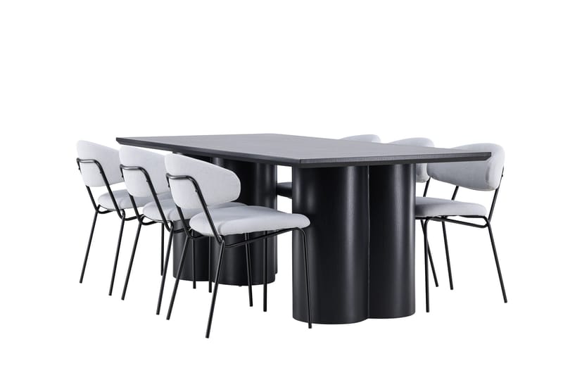 Spisegruppe Venture Home Olivia spisegruppe 210 cm rektangulær med 6 Chico-stoler Svart/Blå/Svart - Møbler - Bord - Spisegrupper