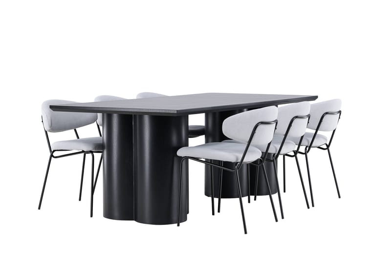 Spisegruppe Venture Home Olivia spisegruppe 210 cm rektangulær med 6 Chico-stoler Svart/Blå/Svart - Møbler - Bord - Spisegrupper