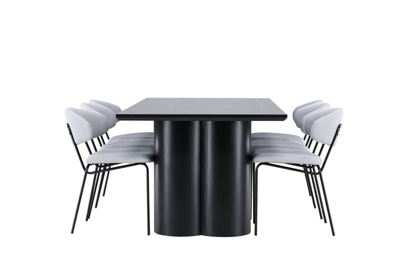 Spisegruppe Venture Home Olivia spisegruppe 210 cm rektangulær med 6 Chico-stoler Svart/Blå/Svart - Møbler - Bord - Spisegrupper