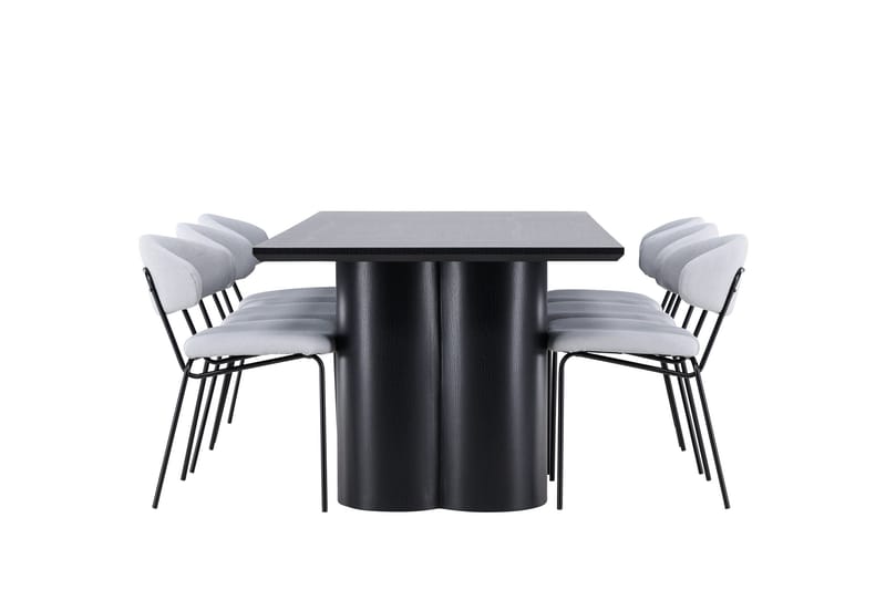 Spisegruppe Venture Home Olivia spisegruppe 210 cm rektangulær med 6 Chico-stoler Svart/Blå/Svart - Møbler - Bord - Spisegrupper