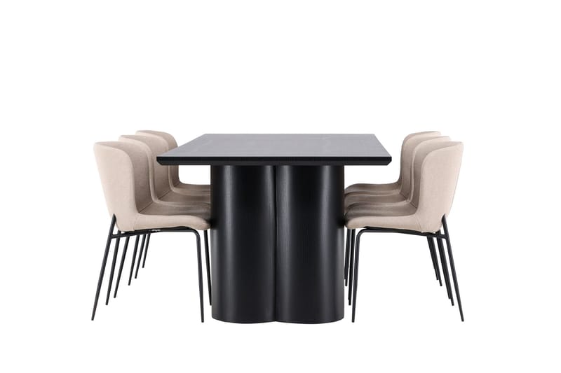 Spisegruppe Venture Home Olivia spisegruppe 210 cm rektangulær med 6 Modesto-stoler Svart/Beige/Svart - Møbler - Bord - Spisegrupper
