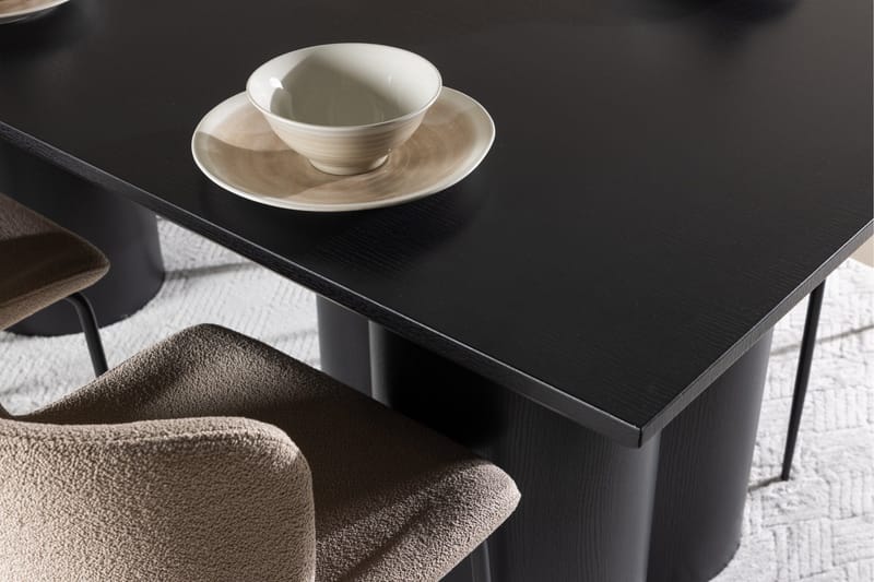 Spisegruppe Venture Home Olivia spisegruppe 210 cm rektangulær med 6 Modesto-stoler Svart/Beige/Svart - Møbler - Bord - Spisegrupper
